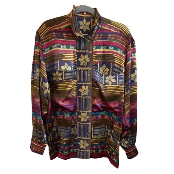 Vintage Escada Silk Button Down Blouse Size 38 - Picture 3 of 6